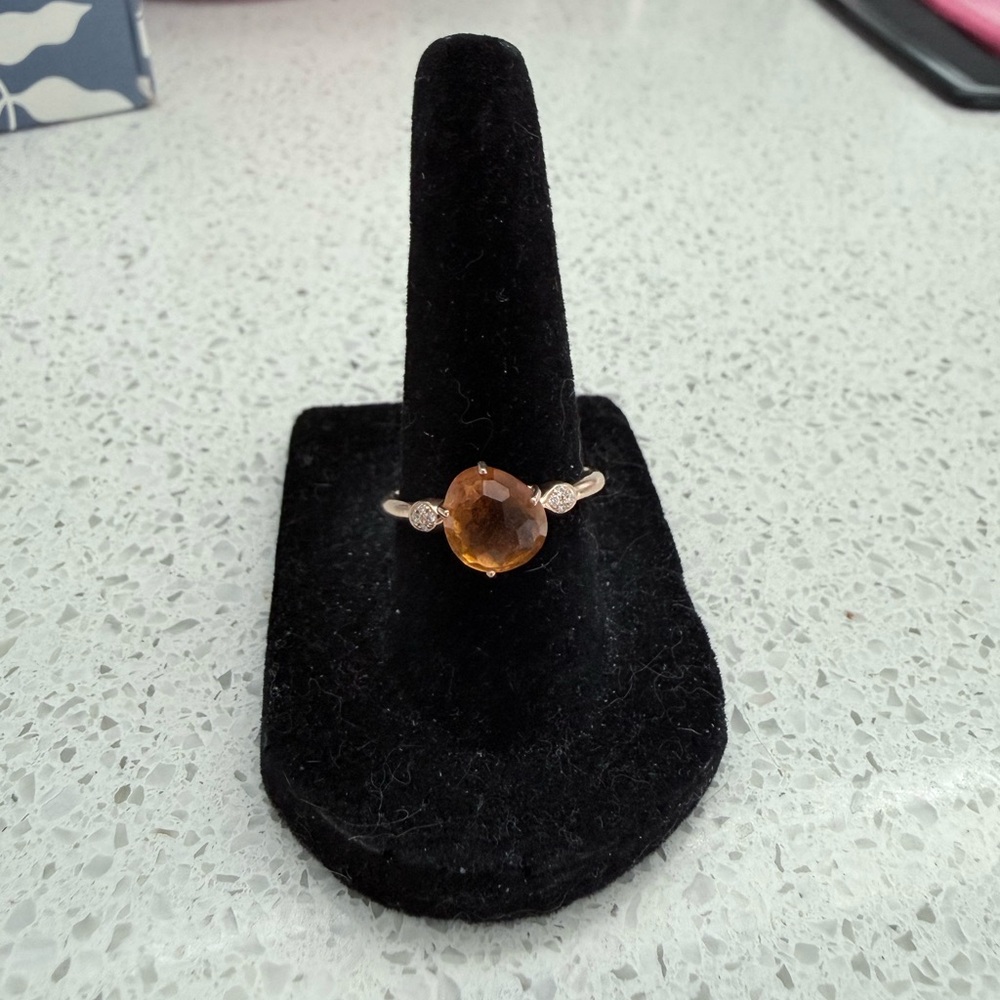 18K Gold Citrine and Diamond Ring